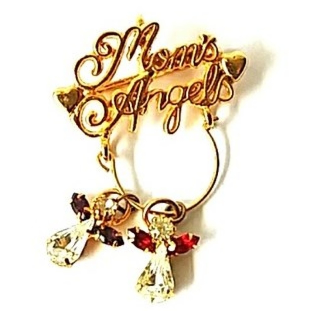 Mom's Angels Gold Pendant /Pin/Brooch Mother's Day